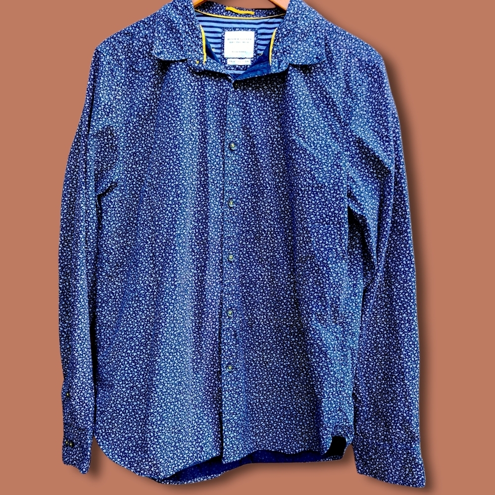 Denim & Flower Navy Floral Button Down Size L